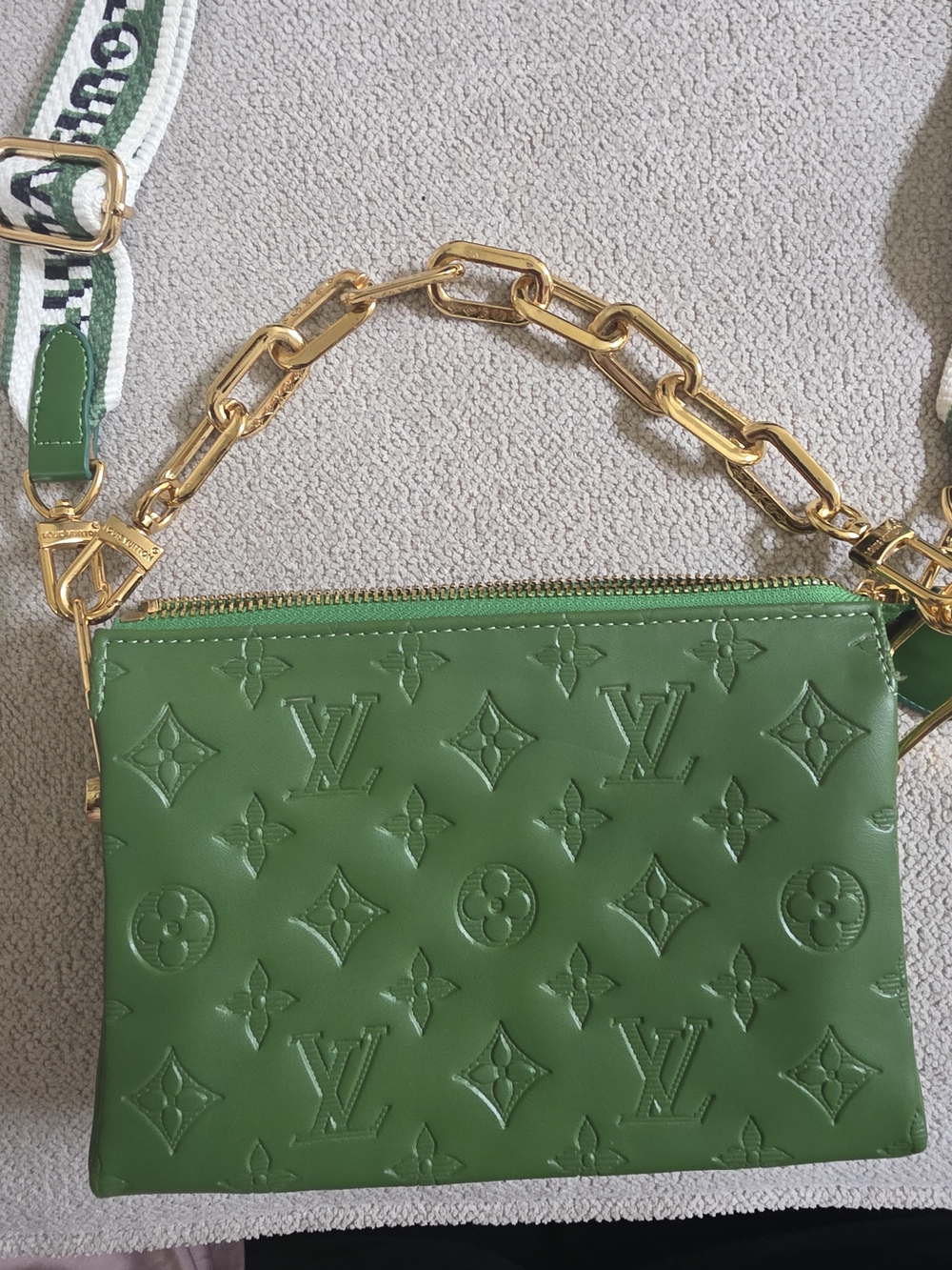 Louis Vuitton Green Embossed Monogram Pochette